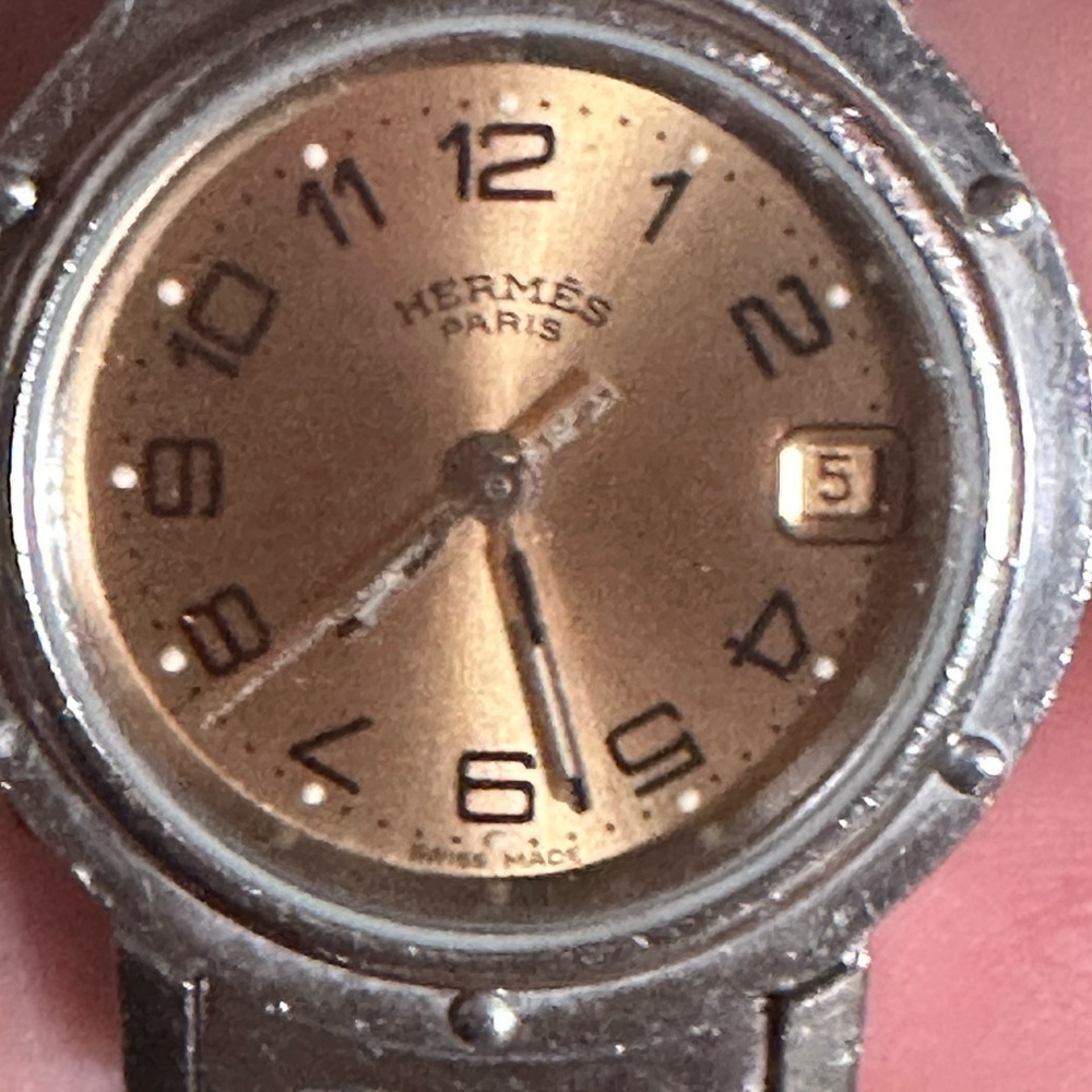 Hermes Silver and Tan Jewelry Watch with Stainless Steel Case. Clipper CL4 210 - Picture 14 of 15